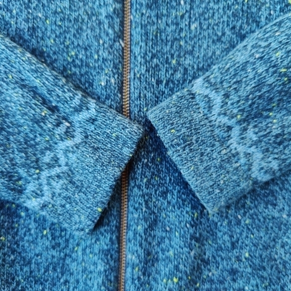Woolrich Sweater Jacket Peacock Heather Blue Wool Blend Zip Up Womens L Large - Picture 3 of 11